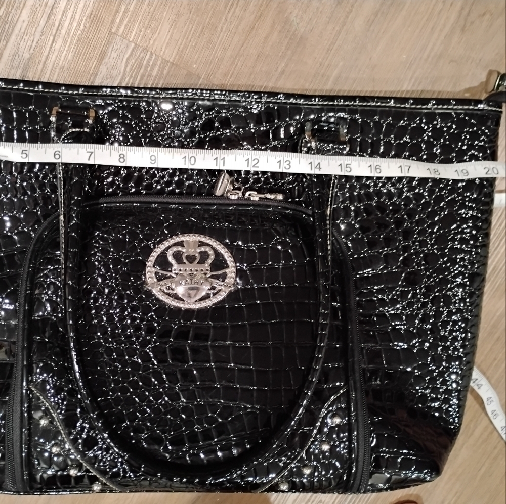 Y2K Kathy Van Zeeland Black Crocodile Stylish oversized designer tote - Picture 7 of 16